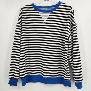 Amazon Classic Striped Oversized Crewneck Sweatshirt Womens Size Medium